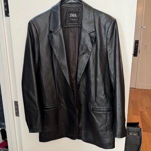Zara Sleek Black Pleather Blazer